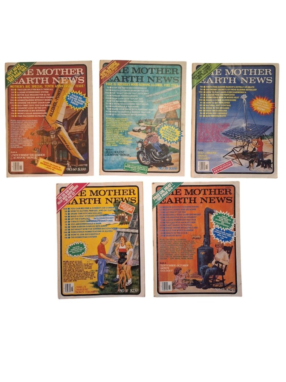 Mother Earth News Magazines 5 Lot 1978 1979 Vintage Homesteading Garden DIY Farm